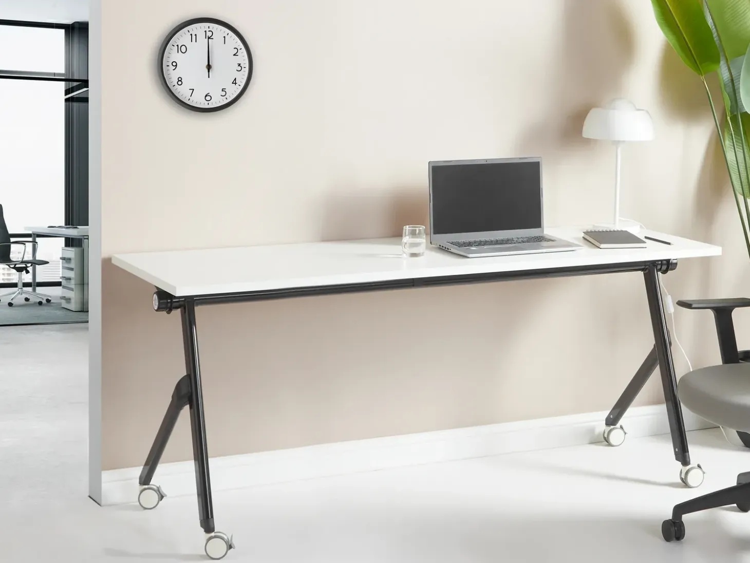 Clearance Składane biurko BENDI Biały 60 cm z kółkami Wszystkie Biurka|Biurka Składane