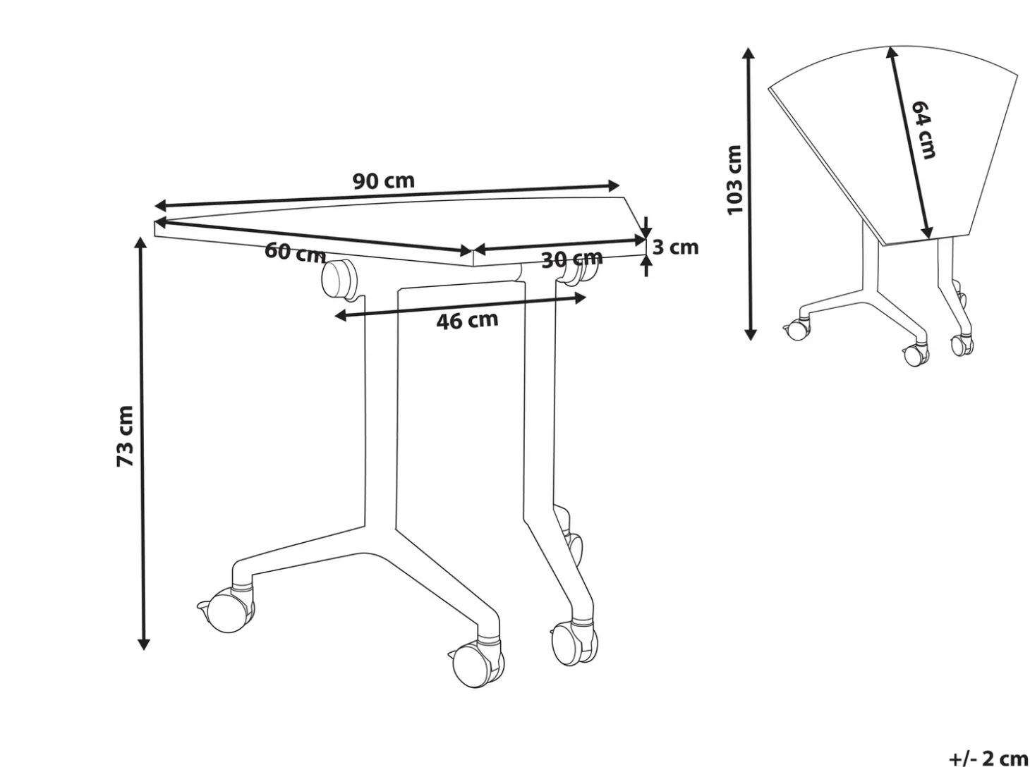 CAVI Jasnobrązowy 90 cm 64 cm Wszystkie Biurka|Biurka Składane