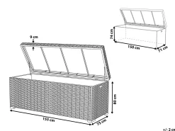Skrzynia ogrodowa MODENA 155 cm 75 cm Beżowoszary