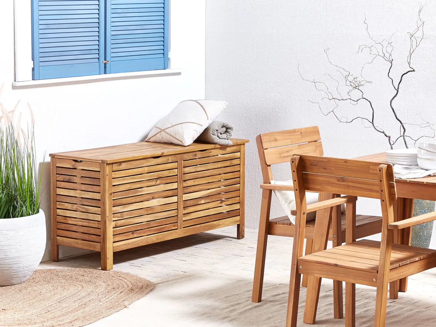 Skrzynia ogrodowa RIVIERA 130 cm 48 cm Jasnobrązowy