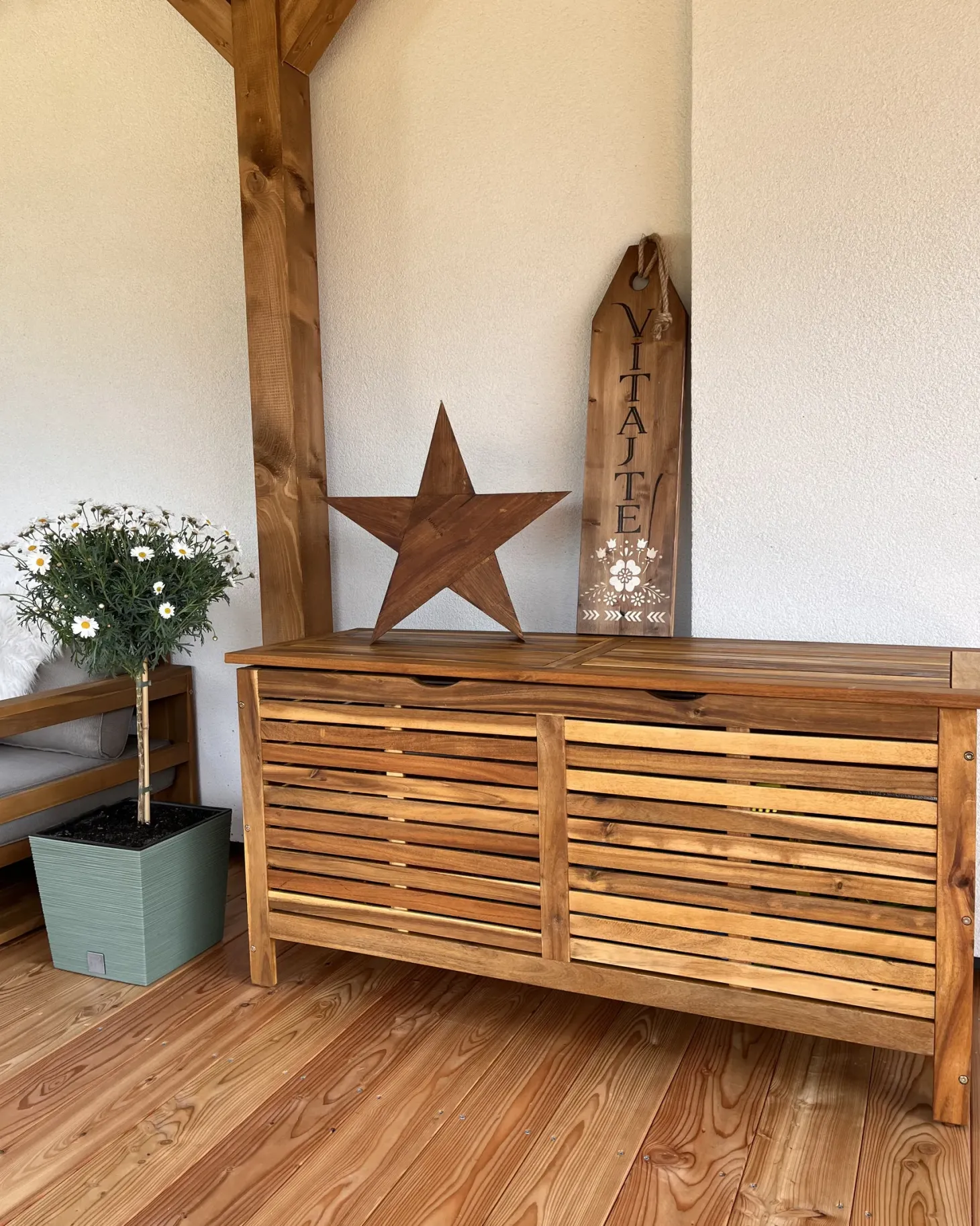 Skrzynia ogrodowa RIVIERA 130 cm 48 cm Jasnobrązowy