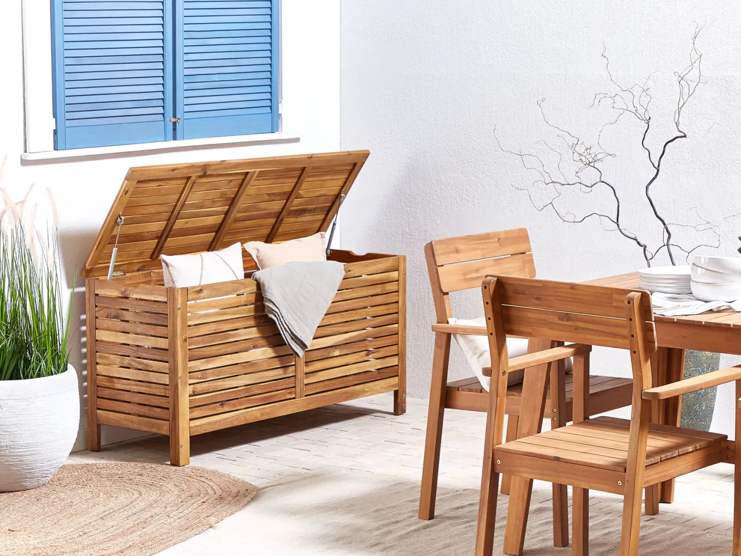Skrzynia ogrodowa RIVIERA 130 cm 48 cm Jasnobrązowy