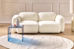 Clearance Sofa dla 3 osób AFOSS Boucle Złamana biel Sofy Tapicerowane|Wszystkie Sofy