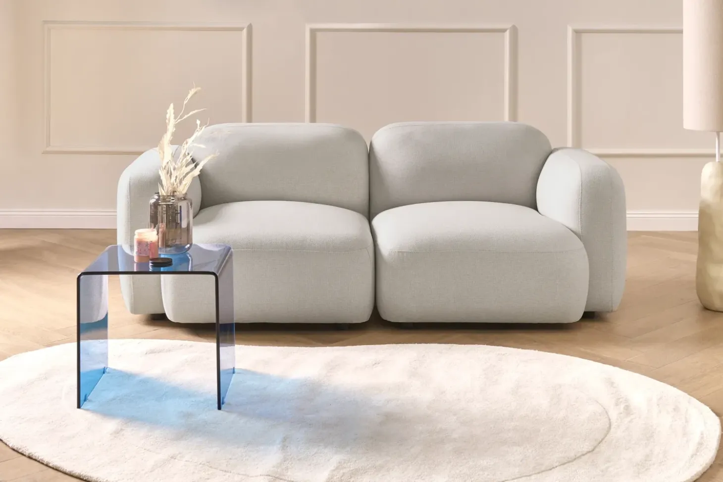 Clearance Sofa dla 3 osób AFOSS Jasnobeżowy Sofy Tapicerowane|Wszystkie Sofy
