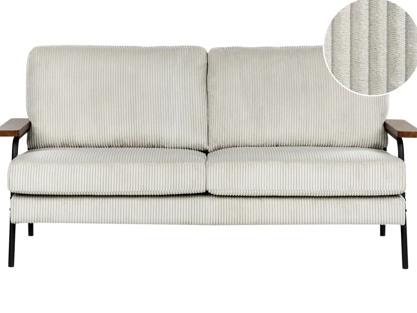 Online Sofa dla 3 osób AKRANES Sztruks Jasnoszary Sofy Tapicerowane|Wszystkie Sofy