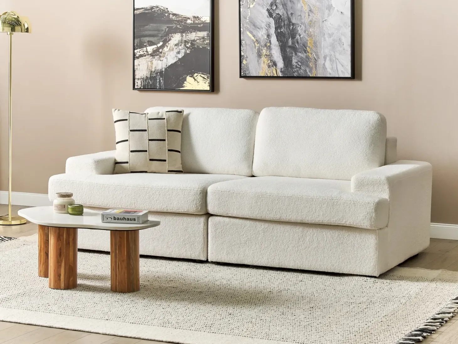 Online Sofa dla 3 osób ALLA Boucle Złamana biel Sofy Tapicerowane|Kolekcje Sof