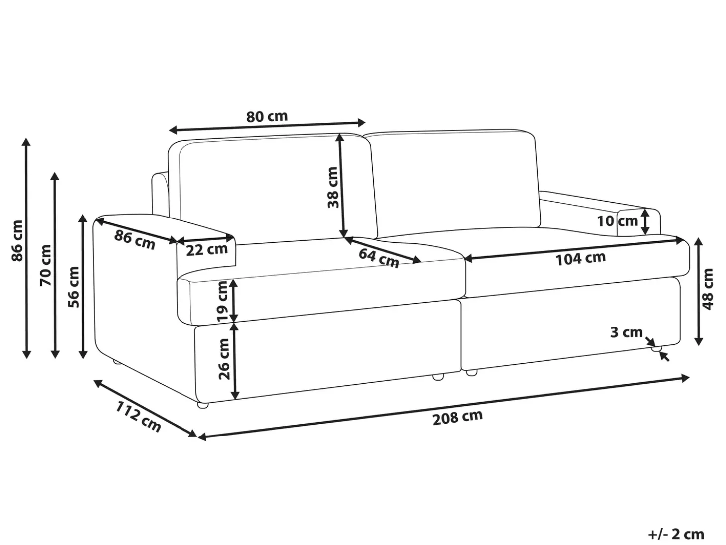 Hot Sofa dla 3 osób ALLA Jasno Sofy Tapicerowane|Kolekcje Sof