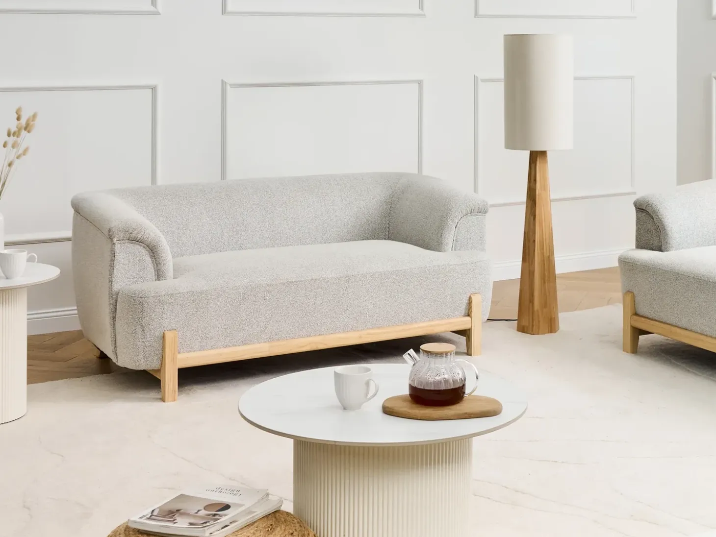 Best Sofa dla 2 osób ALNOR Jasnoszary Sofy Tapicerowane|Sofy Dwuosobowe