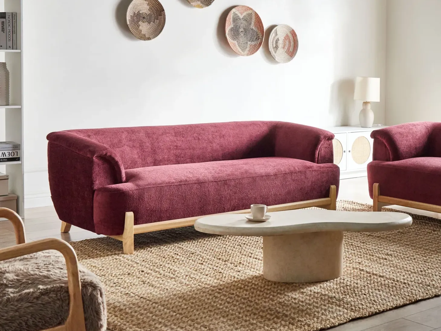 Online Sofa dla 3 osób ALNOR Szenil Burgundowy Sofy Tapicerowane|Kolekcje Sof