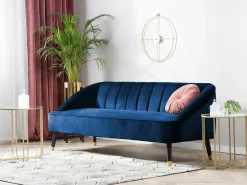 Sale Sofa dla 3 osób ALSVAG Welur Granatowy Sofy Tapicerowane|Wszystkie Sofy