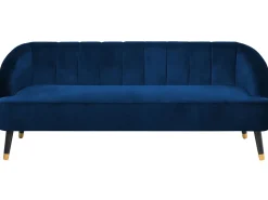 Sale Sofa dla 3 osób ALSVAG Welur Granatowy Sofy Tapicerowane|Wszystkie Sofy