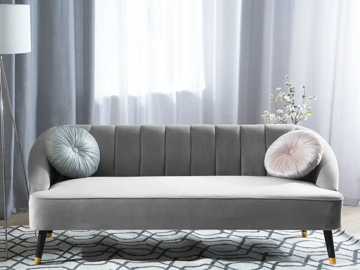 Clearance Sofa dla 3 osób ALSVAG Welur Jasnoszary Sofy Tapicerowane|Wszystkie Sofy