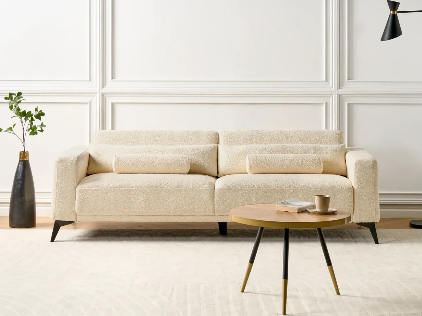 Online Sofa dla 3 osób ANGE Boucle Złamana biel Sofy Tapicerowane|Wszystkie Sofy