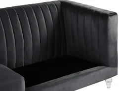 Discount Sofa dla 3 osób ARVIKA Welur Czarny Sofy Tapicerowane|Wszystkie Sofy