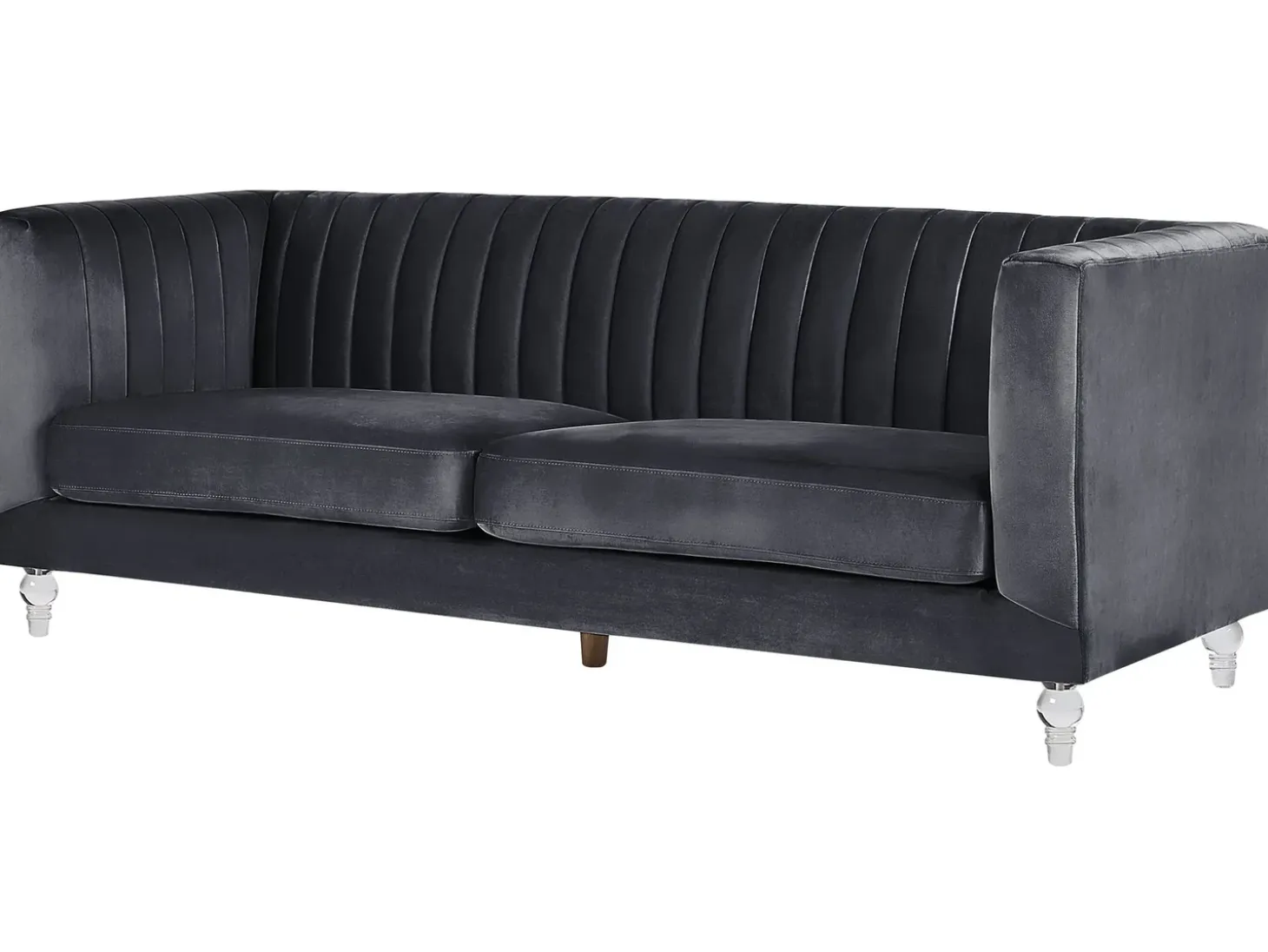 Discount Sofa dla 3 osób ARVIKA Welur Czarny Sofy Tapicerowane|Wszystkie Sofy