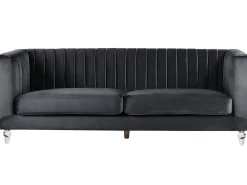Discount Sofa dla 3 osób ARVIKA Welur Czarny Sofy Tapicerowane|Wszystkie Sofy