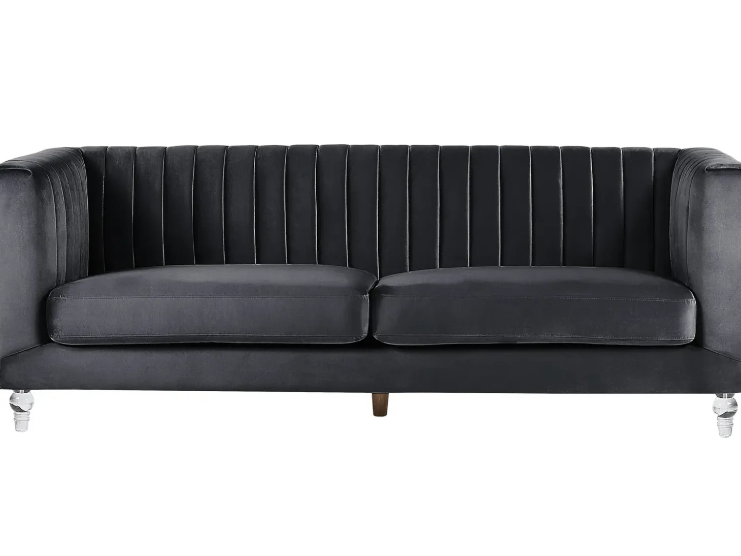 Discount Sofa dla 3 osób ARVIKA Welur Czarny Sofy Tapicerowane|Wszystkie Sofy