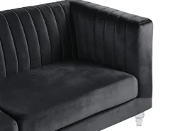 Discount Sofa dla 3 osób ARVIKA Welur Czarny Sofy Tapicerowane|Wszystkie Sofy
