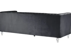 Discount Sofa dla 3 osób ARVIKA Welur Czarny Sofy Tapicerowane|Wszystkie Sofy