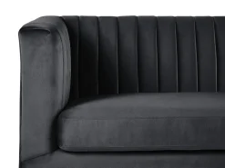 Discount Sofa dla 3 osób ARVIKA Welur Czarny Sofy Tapicerowane|Wszystkie Sofy