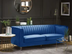 Hot Sofa dla 3 osób ARVIKA Welur Granatowy Sofy Tapicerowane|Wszystkie Sofy