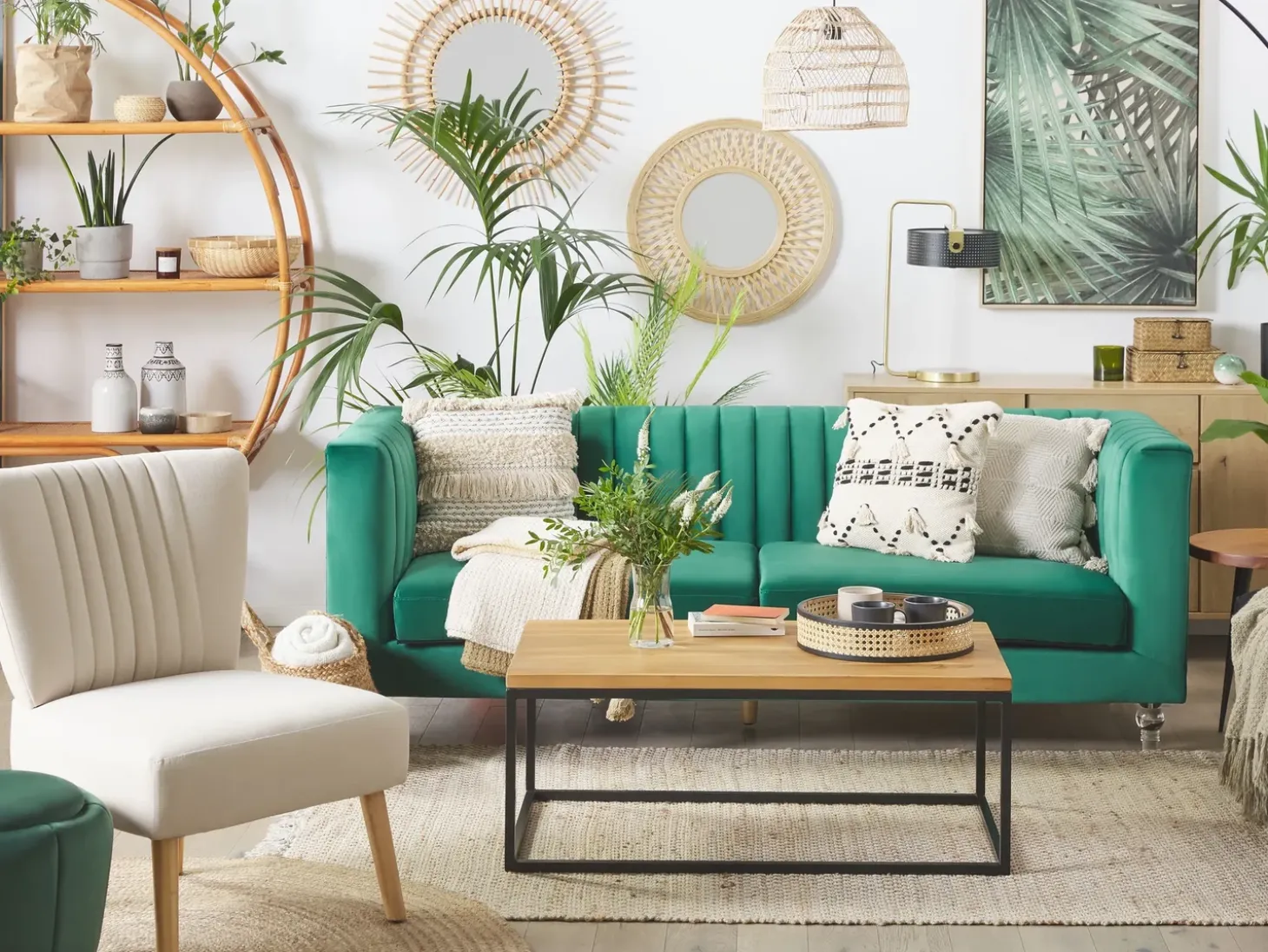 Clearance Sofa dla 3 osób ARVIKA Welur Zielony Sofy Tapicerowane|Wszystkie Sofy
