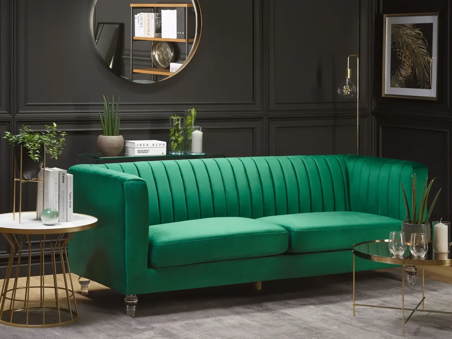 Clearance Sofa dla 3 osób ARVIKA Welur Zielony Sofy Tapicerowane|Wszystkie Sofy