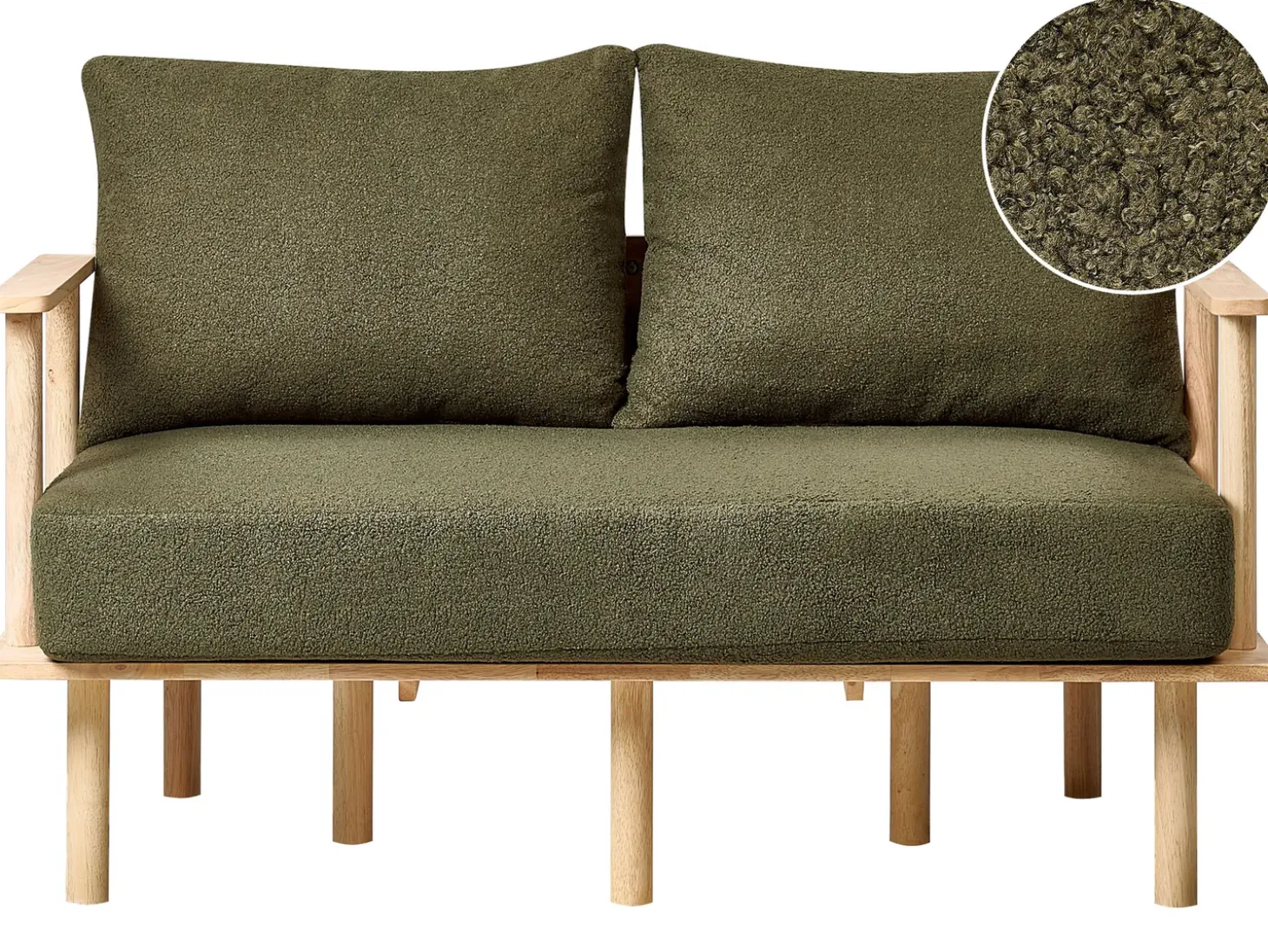 Clearance Sofa dla 2 osób ASKER Boucle Ciemnozielony Sofy Tapicerowane|Sofy Dwuosobowe