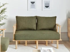 Clearance Sofa dla 2 osób ASKER Boucle Ciemnozielony Sofy Tapicerowane|Sofy Dwuosobowe