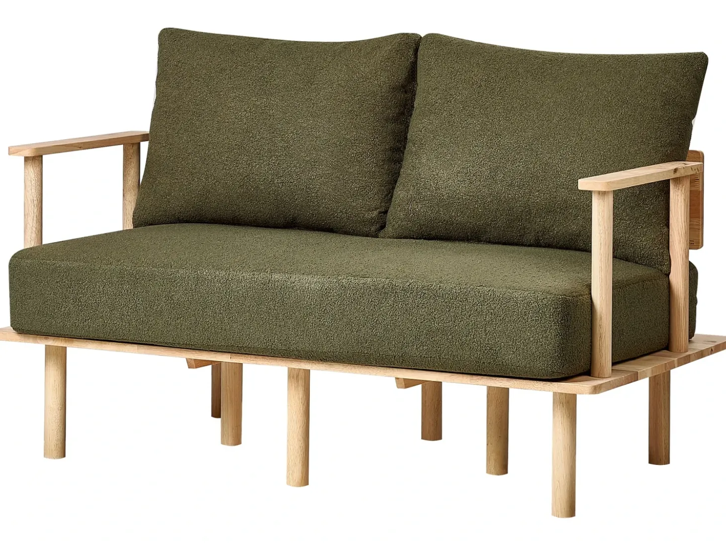 Clearance Sofa dla 2 osób ASKER Boucle Ciemnozielony Sofy Tapicerowane|Sofy Dwuosobowe