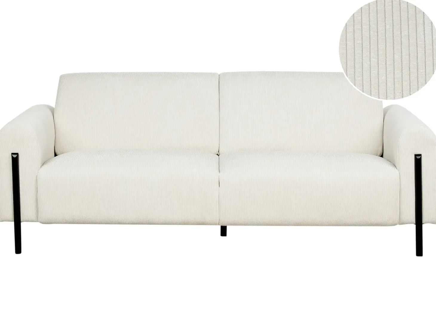Discount Sofa dla 3 osób ASKIM Sztruks Złamana biel Sofy Tapicerowane|Kolekcje Sof