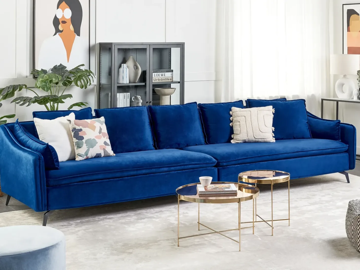 Best Sofa dla 4 osób AURE Welur Granatowy Sofy Tapicerowane|Wszystkie Sofy