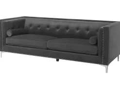 New Sofa dla 3 osób AVALDSENES Welur Ciemnoszary Sofy Tapicerowane|Wszystkie Sofy