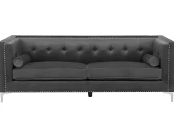 New Sofa dla 3 osób AVALDSENES Welur Ciemnoszary Sofy Tapicerowane|Wszystkie Sofy