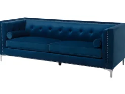 Hot Sofa dla 3 osób AVALDSENES Welur Granatowy Sofy Tapicerowane|Wszystkie Sofy