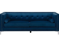 Hot Sofa dla 3 osób AVALDSENES Welur Granatowy Sofy Tapicerowane|Wszystkie Sofy
