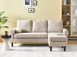 Discount Sofa dla 3 osób AVESTA Beżowy z otomaną Sofy Tapicerowane|Wszystkie Sofy
