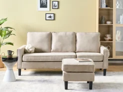 Discount Sofa dla 3 osób AVESTA Beżowy z otomaną Sofy Tapicerowane|Wszystkie Sofy