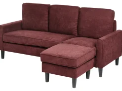 Sale Sofa dla 3 osób AVESTA Burgundowy z otomaną Sofy Tapicerowane|Wszystkie Sofy