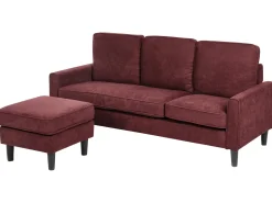 Sale Sofa dla 3 osób AVESTA Burgundowy z otomaną Sofy Tapicerowane|Wszystkie Sofy