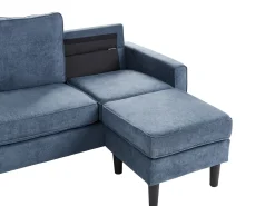 Hot Sofa dla 3 osób AVESTA Ciemnoniebieski z otomaną Sofy Tapicerowane|Wszystkie Sofy
