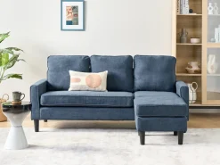Hot Sofa dla 3 osób AVESTA Ciemnoniebieski z otomaną Sofy Tapicerowane|Wszystkie Sofy