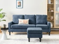 Hot Sofa dla 3 osób AVESTA Ciemnoniebieski z otomaną Sofy Tapicerowane|Wszystkie Sofy
