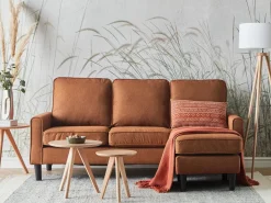 Sale Sofa dla 3 osób AVESTA Złoty brąz z otomaną Sofy Tapicerowane|Wszystkie Sofy