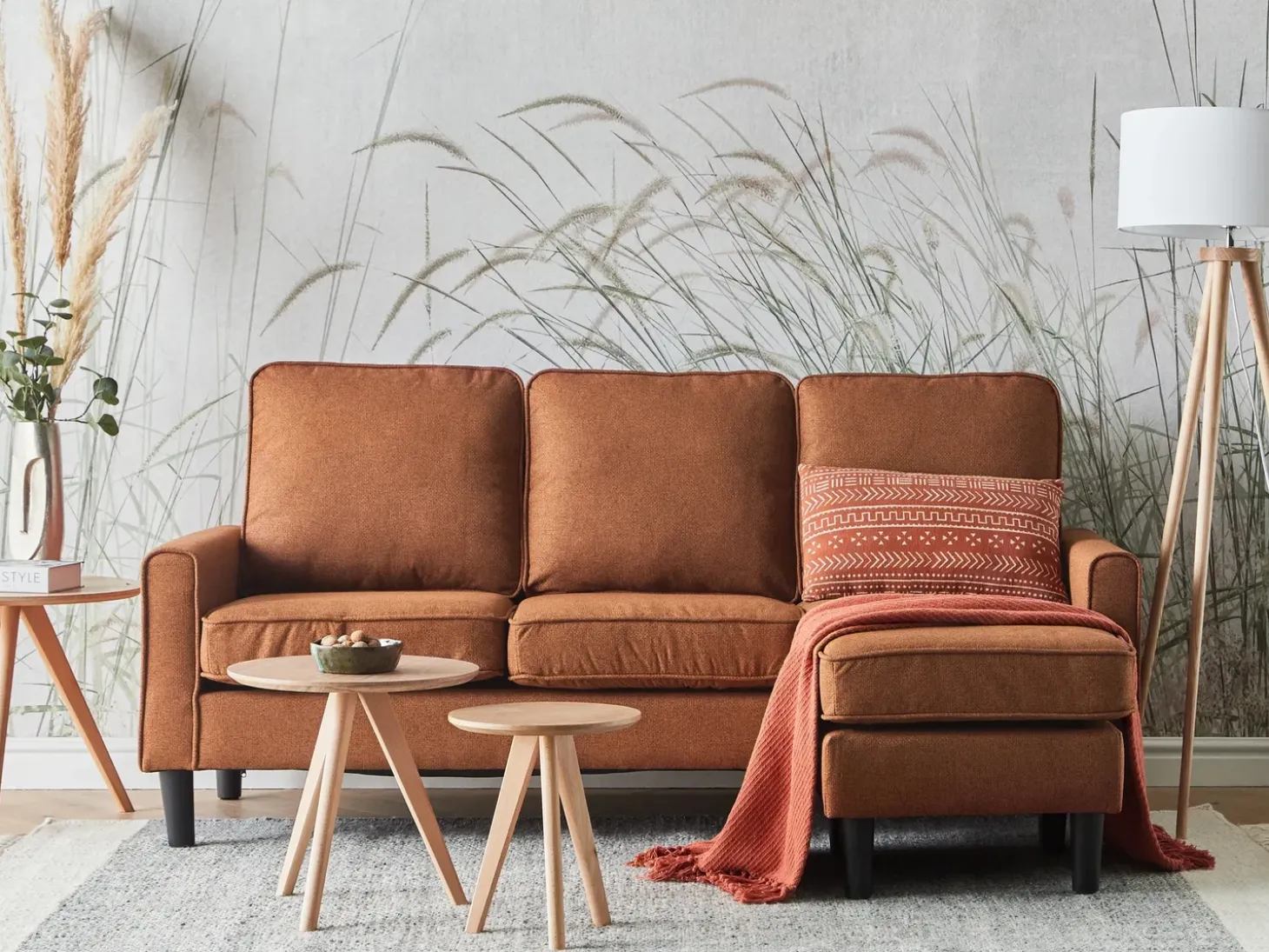Sale Sofa dla 3 osób AVESTA Złoty brąz z otomaną Sofy Tapicerowane|Wszystkie Sofy