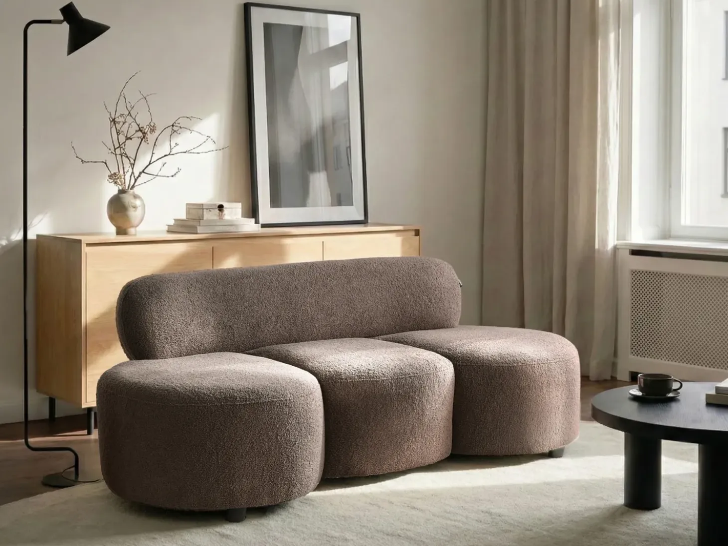 Sofa dla 3 osób BLAVAND Boucle Beżowoszary Sofy Tapicerowane|Wszystkie Sofy