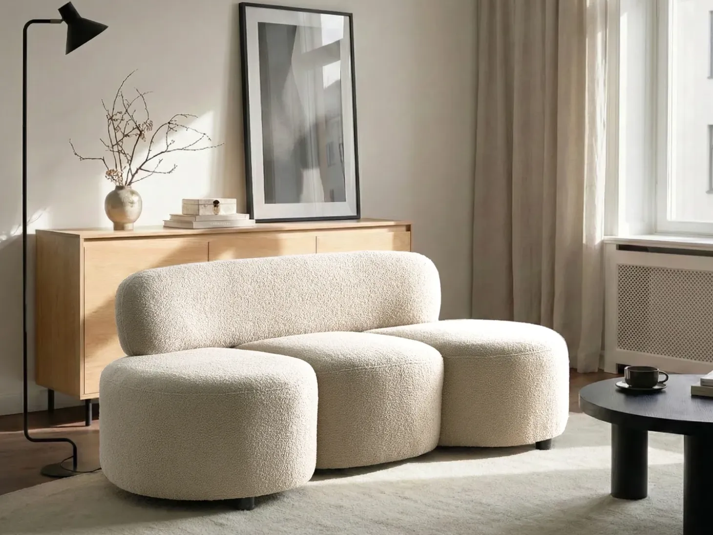 Discount Sofa dla 3 osób BLAVAND Boucle Beżowy Sofy Tapicerowane|Wszystkie Sofy
