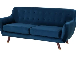 Discount Sofa dla 3 osób BODO Welur Granatowy Sofy Tapicerowane|Kolekcje Sof