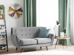 Online Sofa dla 2 osób BODO Welur Szary Sofy Tapicerowane|Sofy Dwuosobowe