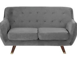 Online Sofa dla 2 osób BODO Welur Szary Sofy Tapicerowane|Sofy Dwuosobowe